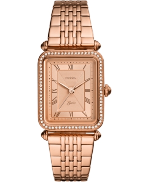 image of Fossil Women-s Lyric Rose Gold-Tone Stainless Steel Bracelet Watch 23x28mm