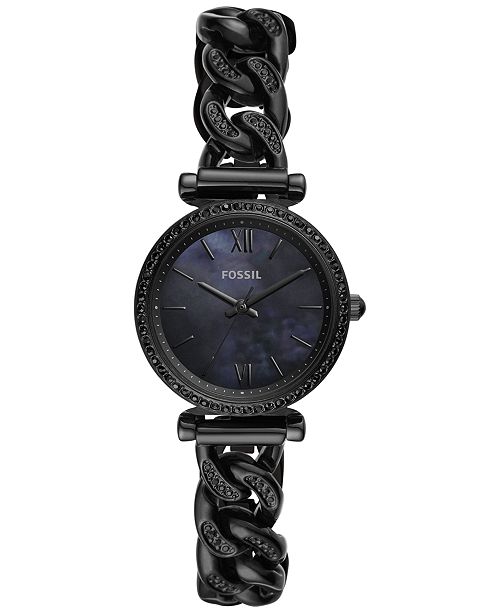 Fossil Women S Carlie Mini Black Stainless Steel Chain Bracelet Watch 28mm Reviews Watches Jewelry Watches Macy S