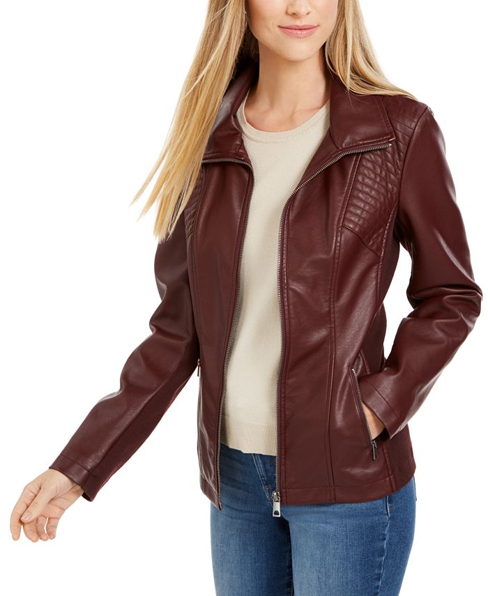 Style & Co Faux-Leather Moto Jacket, Created for Macy's - Macy's