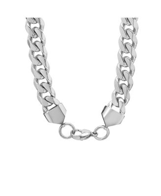 Men's Stainless Steel Thick Accented Cuban Link Style Chain Necklaces