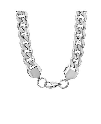 Steeltime Men's Stainless Steel Cuban Necklace - White