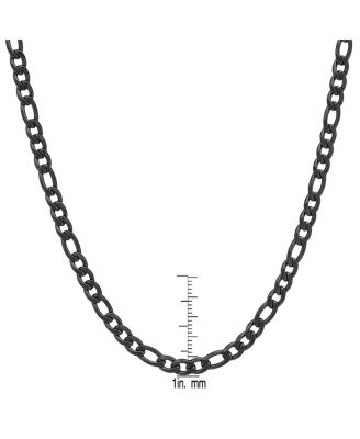Men's black IP Plated Stainless Steel Figaro Chain Link Necklaces