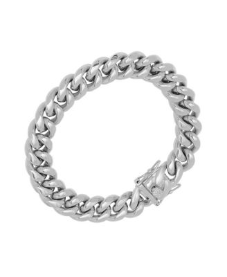 Men's Stainless Steel Miami Cuban Chain Link Style Bracelet with 12mm Box Clasp Bracelet