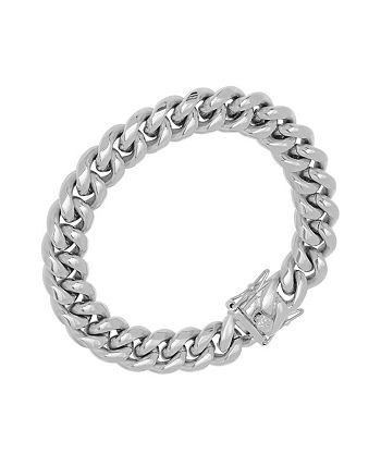 STEELTIME - Men's Stainless Steel Miami Cuban Chain Link Style Bracelet with 12mm Box Clasp from