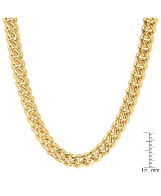 Men's 18k gold Plated Stainless Steel 24 Miami Cuban Link Chain with 10mm Box Clasp Necklaces