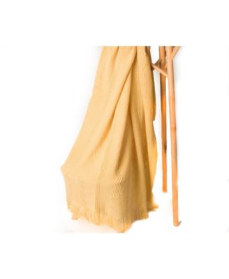 Battilo Home Woven Raised Zigzag, Chain Patterns and Tasseled End Throw, 50" X 60"