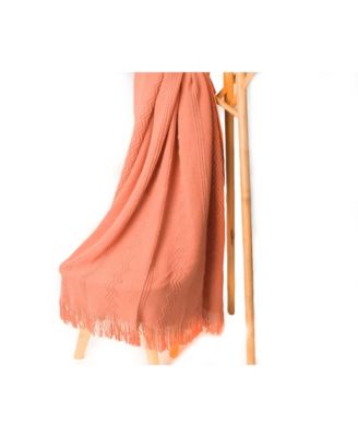 Battilo Home Woven Raised Zigzag, Chain Patterns and Tasseled End Throw, 50" X 60"