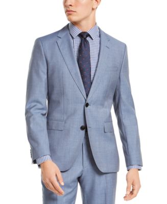 HUGO Men's Modern-Fit Light Blue Stepweave Suit Jacket - Macy's