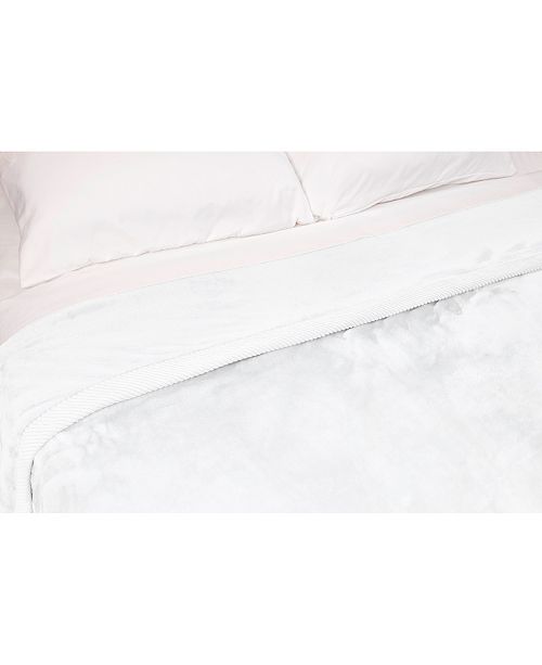 Elle Decor Silky Soft Plush Blanket With Corduroy Trim Full