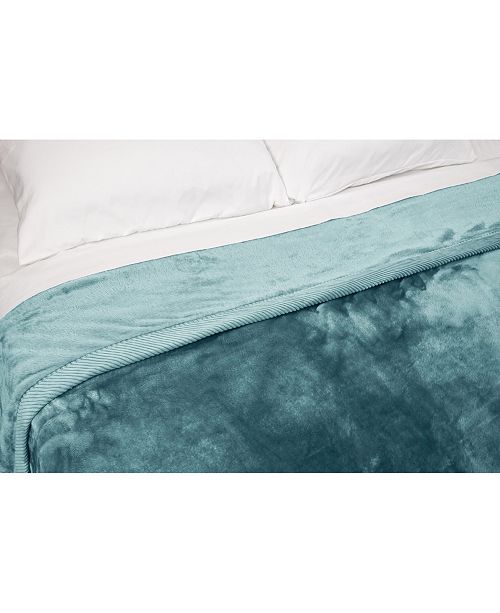 Elle Decor Silky Soft Plush Blanket With Corduroy Trim King