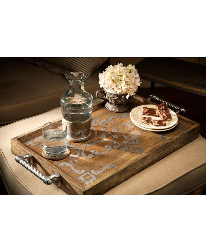 The GG Collection - Heritage Collection Wood and Metal Inlay Bed Tray