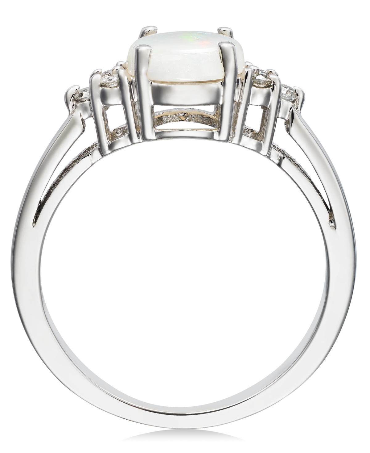 (3/4 ct. t.w.) & Diamond (1/10 ct. t.w.) Ring in 14k White Gold - Opal