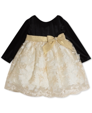 Rare Editions Baby Girls Velvet & Embroidered-Skirt Dress