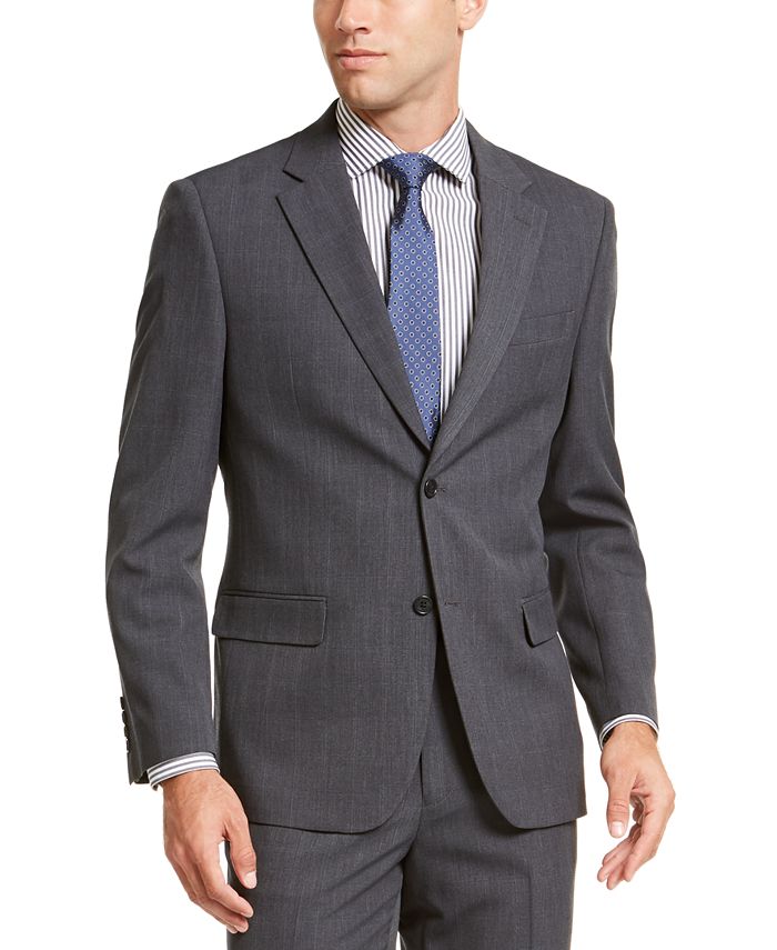 Nautica Men's Modern-Fit Bi-Stretch Dark Gray Windowpane Suit - Macy's