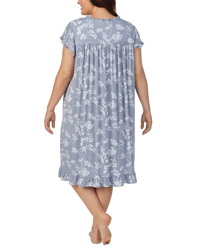 Eileen West Plus Size Waltz Lace Trim FloralPrint Nightgown Macy's