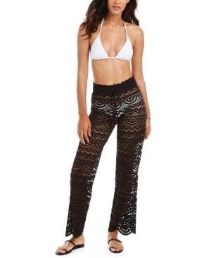 image of Miken Juniors- Solid Crochet Cover-Up Pants, Created for Macy-s Women-s Swimsuit