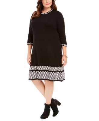 Jessica Howard - Plus Size Printed-Edge Fit & Flare Dress