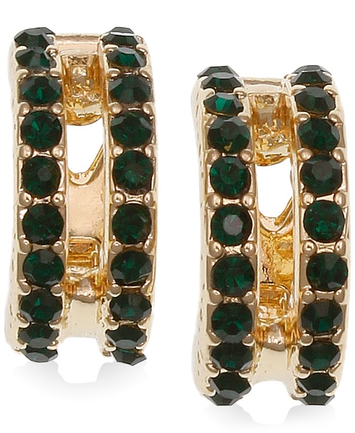 Laundry by Shelli Segal GoldTone Pavé DoubleRow ClipOn Huggie Hoop