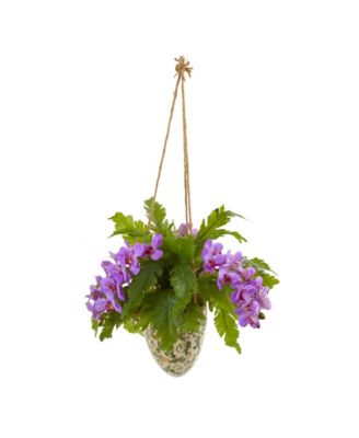 Nearly Natural - 26" Phalaenopsis Orchid and Fern Artificial Plant in Hanging Vase