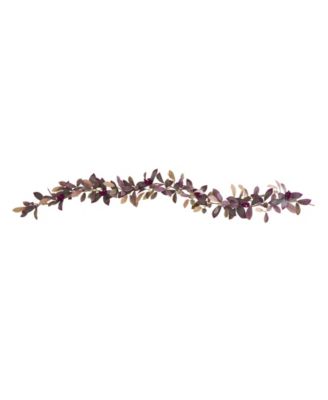 Nearly Natural - 6' Fall Laurel Leaf with Berries Artificial Garland, Set of 2