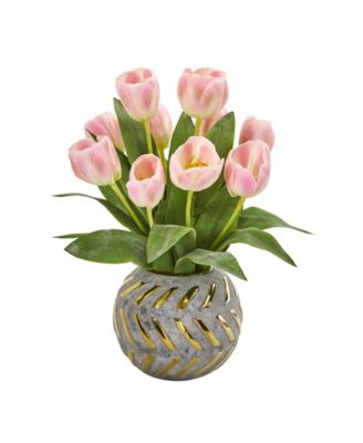 Tulip Artificial Arrangement in Decorative Vase