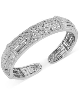 Macy's - Diamond Openwork Cuff Bracelet (1/3 ct. t.w.) in Sterling Silver