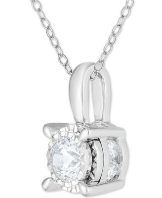 TruMiracle&reg; Diamond Solitaire 18" Pendant Necklace (3/4 ct. t.w.) in 14k White Gold