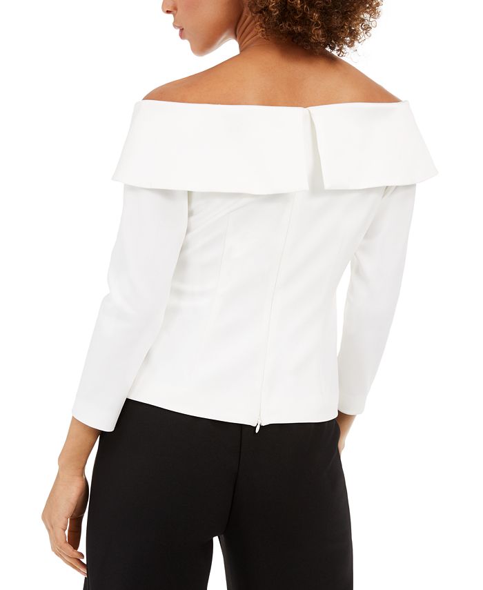 Adrianna Papell Double-Breasted Off-The-Shoulder Top - Macy's