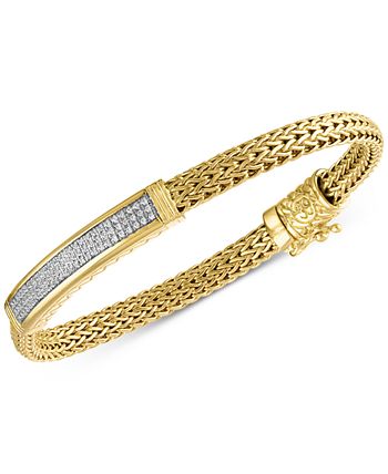 Esquire Men's Jewelry - Diamond ID Bracelet (3/4 ct. t.w.) in 14k Gold Over Sterling Silver