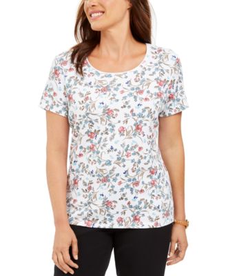 Karen Scott - Floral-Print T-Shirt, Created For Macy's