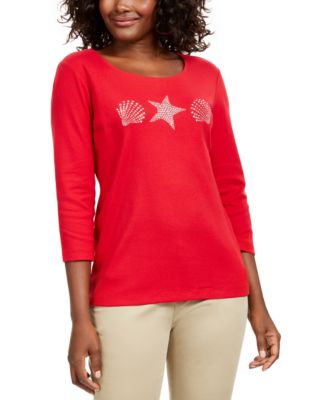 Karen Scott - Studded Seashell Top, Created For Macy's