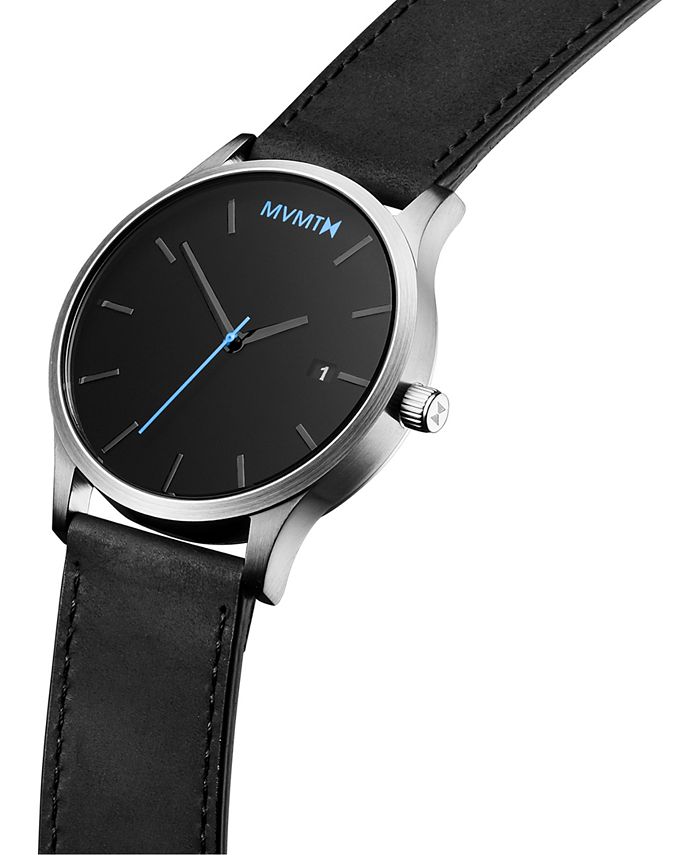 MVMT Men's Classic Black Leather Strap Watch 45mm Macy's