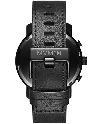 MVMT - Men's Chrono Black Leather Strap Watch 45mm