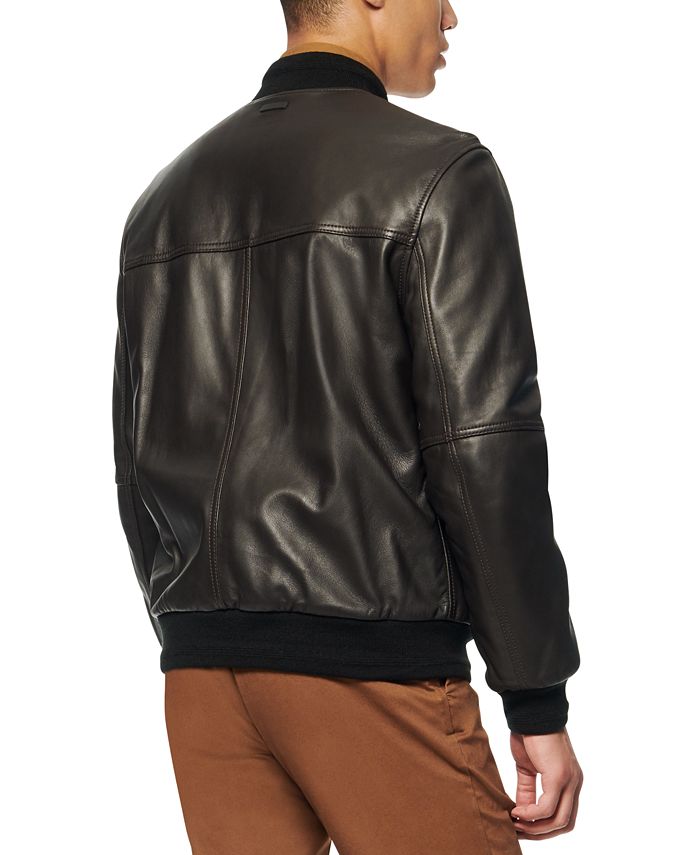 Marc New York Men's Summit Leather Bomber Jacket & Reviews - Coats ...