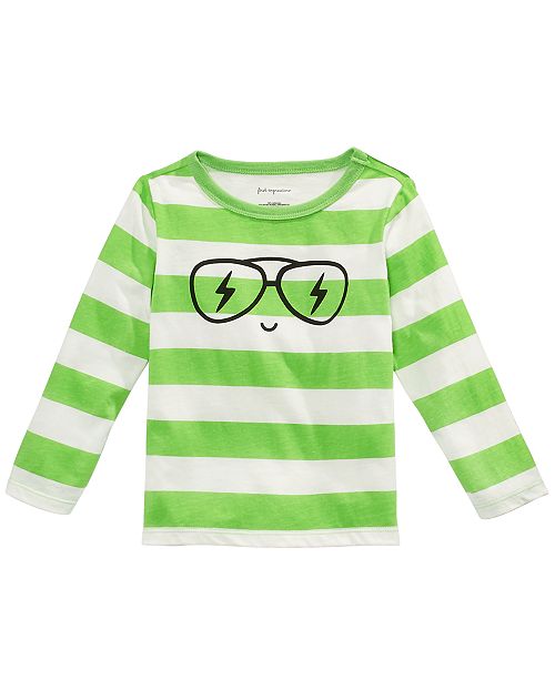 First Impressions Baby Boys Striped Face Print Cotton T Shirt