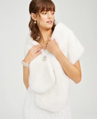 white faux fur shawl