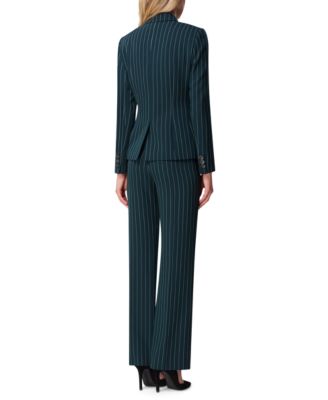 Pinstriped One-Button Jacket & Trouser Pants