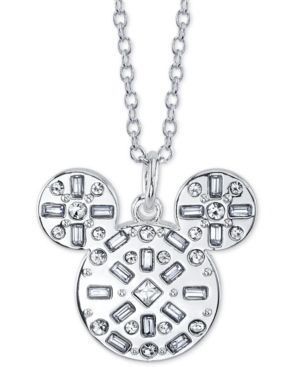 image of Disney Mickey Mouse Crystal Pendant Necklace in Fine Silver Plate, 16