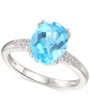 image of Blue Topaz (2-3/4 ct. t.w.) & Diamond (1/20 ct. t.w.) Ring in Sterling Silver
