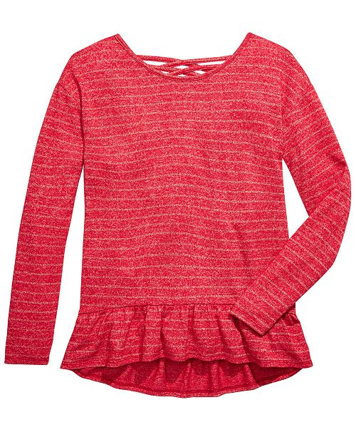 Big Girls Striped Marled Cross Back Top Created For Macy S