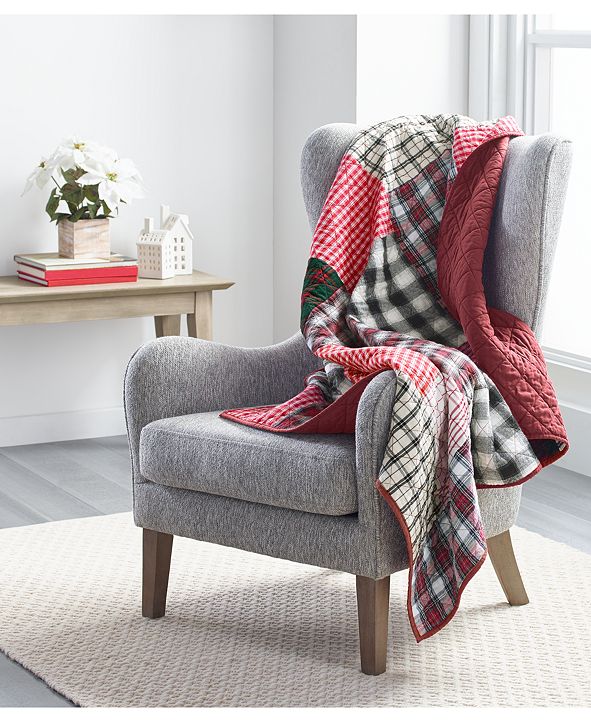 Martha Stewart Collection Holiday Patchwork Quilted Throw, Created for