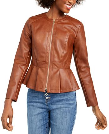 INC International Concepts INC Plus Size Faux-Leather Peplum Jacket,  Created for Macy's - Macy's