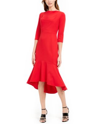 macy's calvin klein red dress