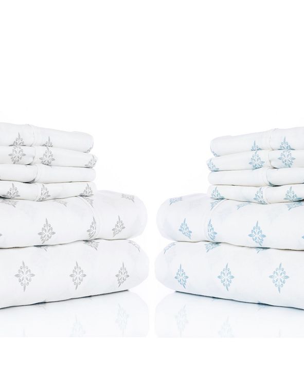 Aspire Linens 300 Thread Count with 2 Bonus Pillowcases, 6-PC Printed King Sheet Set & Reviews ...