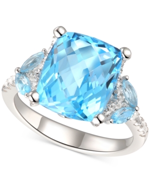image of Blue Topaz (5 ct. t.w.) & White Topaz (1/4 ct. t.w.) Ring in Sterling Silver
