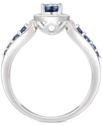 Sapphire (3/4 ct. t.w.) & Diamond (1/10 ct. t.w.) Pear Shaped Ring in Sterling Silver