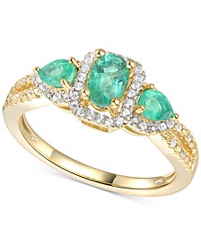 Emerald (5/8 ct. t.w.) & Diamond (1/6 ct. t.w.) Statement Ring in 14k Gold Over Sterling Silver