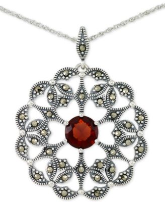 garnet flower pendant