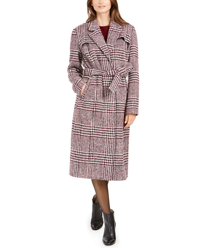 Cole Haan Signature Maxi Plaid Belted Coat - Macy's