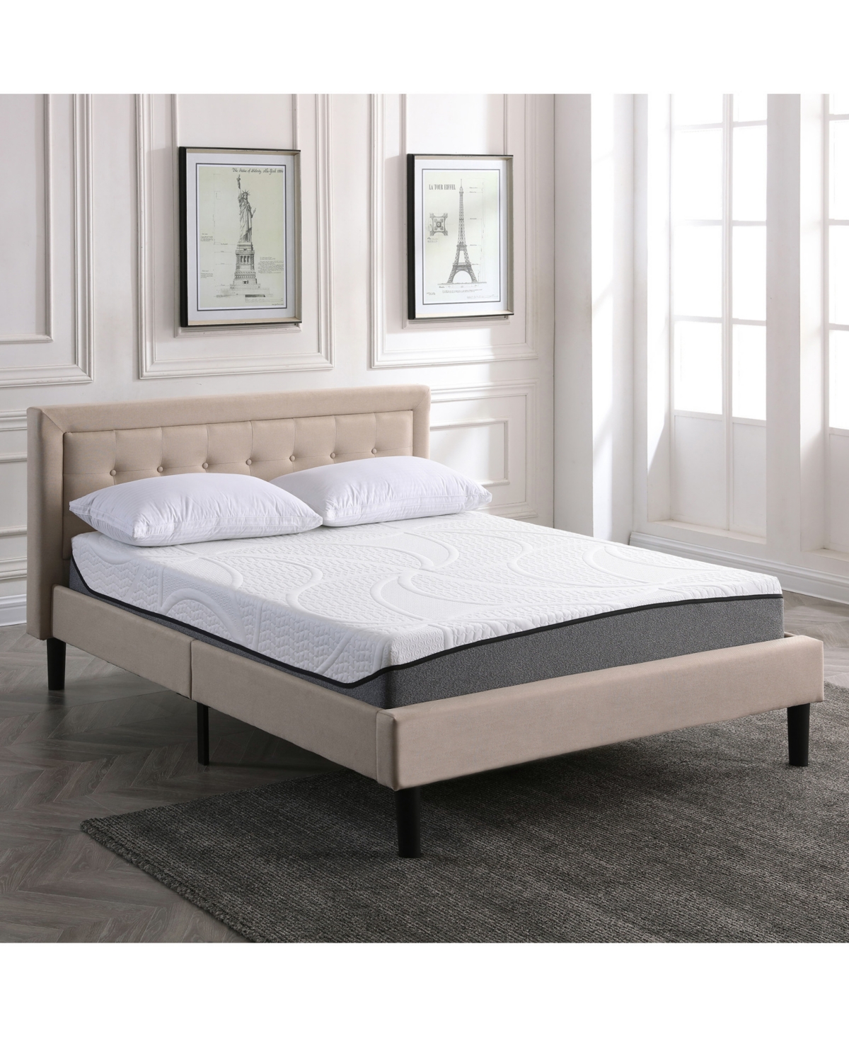 Sleep Trends Sofia 9" Plush Gel Mattress- Twin, Mattress in a Box - White